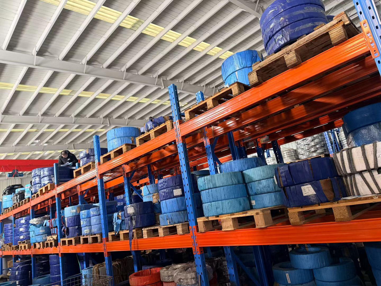 KROX inventory shelves with blue boxes